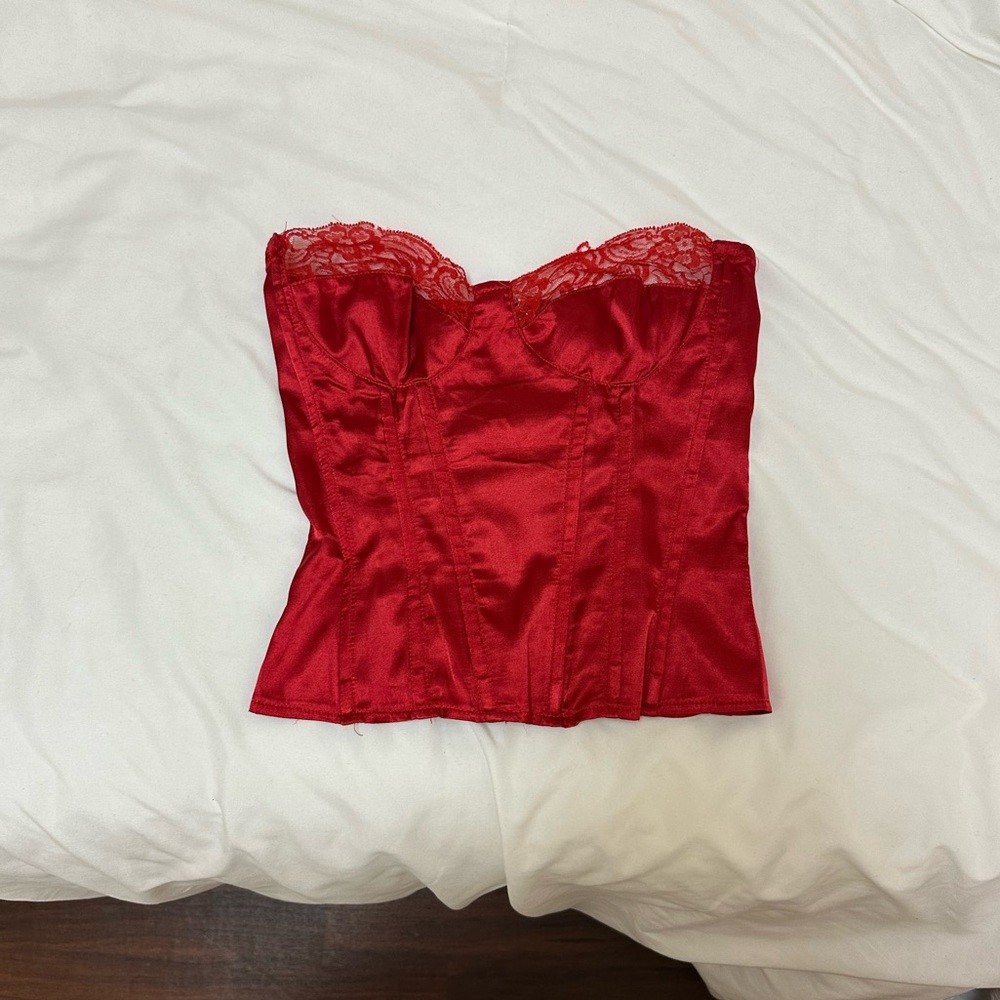 Pretty Little Thing Red Corset Top